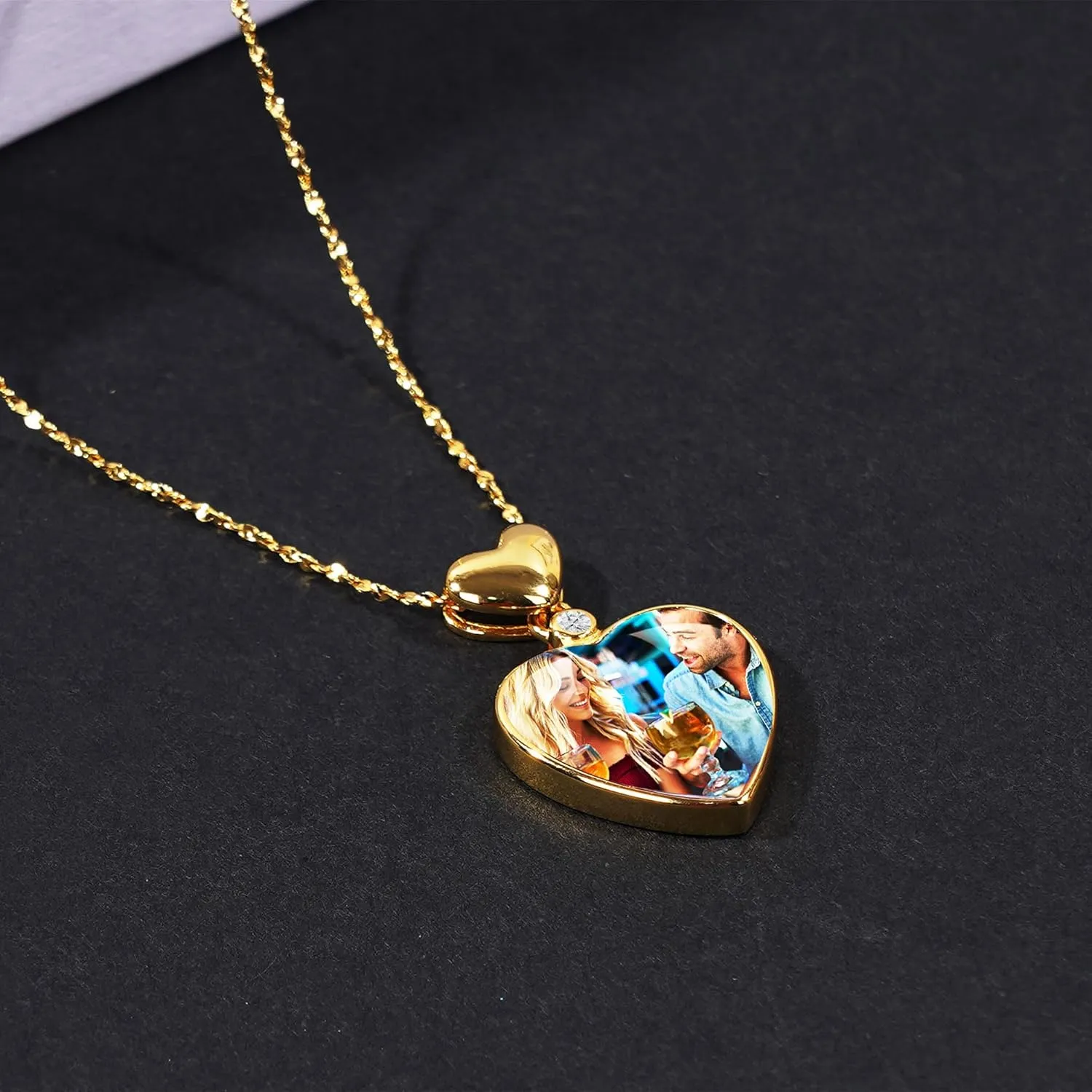 Personalized 925 Sterling Silver Plated 18K Gold Pendant Necklace With Photo, Custom Picture Jewelry Gifts