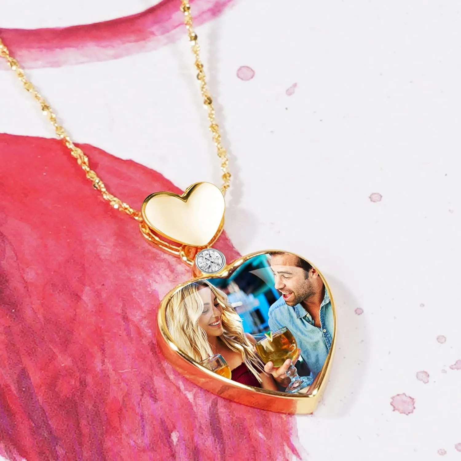 Personalized 925 Sterling Silver Plated 18K Gold Pendant Necklace With Photo, Custom Picture Jewelry Gifts