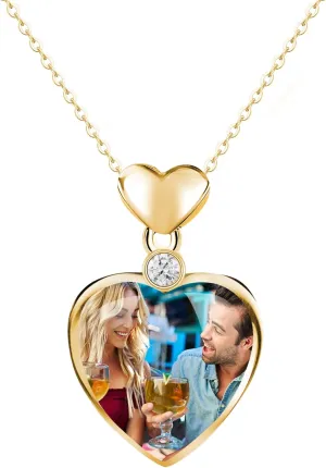 Personalized 925 Sterling Silver Plated 18K Gold Pendant Necklace With Photo, Custom Picture Jewelry Gifts