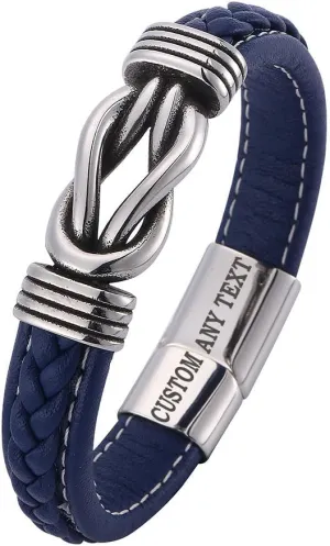 Personalized Braided Leather Infinity Bracelet for Men Women, Mother and Son Linked Bracelet,To My Son Bracelet from Mom and Dad, Father's Day Gifts Bracelet,Adjustable Size 7.4"/8.2"/9"