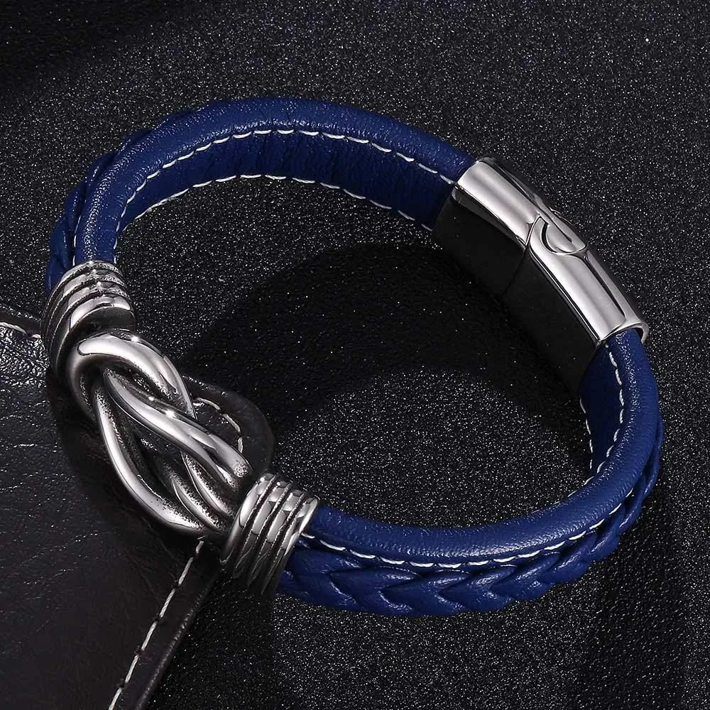 Personalized Braided Leather Infinity Bracelet for Men Women, Mother and Son Linked Bracelet,To My Son Bracelet from Mom and Dad, Father's Day Gifts Bracelet,Adjustable Size 7.4"/8.2"/9"
