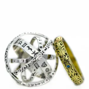 Personalized Dual Birthstone Astronomical Ring,Gemstone engagement ring For Couple Vintage Unique Gift For Men And Women Wedding Ring