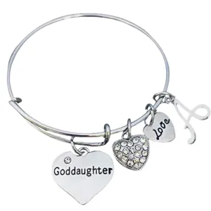 Personalized Goddaughter Bangle Initial Bracelet- Goddaughter Gifts- Goddaughter Jewelry - Goddaughters Gift