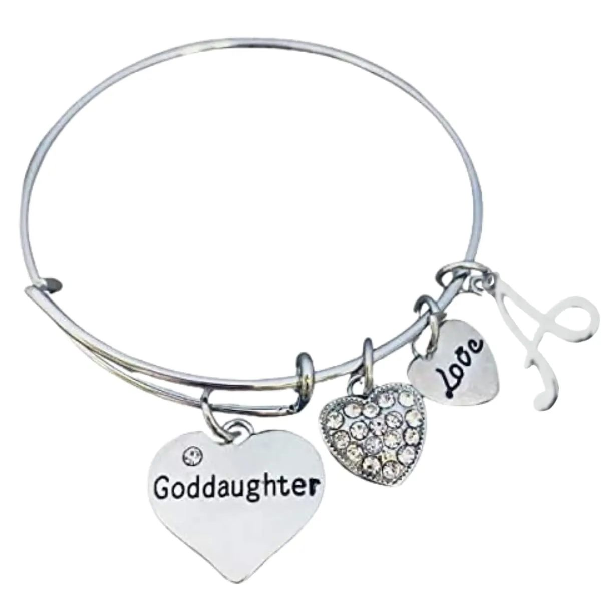 Personalized Goddaughter Bangle Initial Bracelet- Goddaughter Gifts- Goddaughter Jewelry - Goddaughters Gift