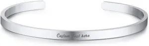 Personalized Inspirational Bracelets,Stainless Steel Customized Name Message Quote Stack Cuff Bangle Bracelets