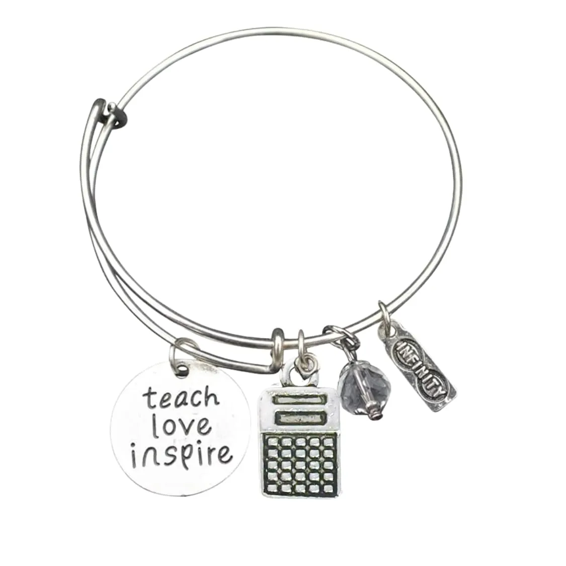 Personalized Math Teacher Charm Bangle Bracelet, Teacher Jewelry, Teacher Gift, Show your Teacher Appreciation