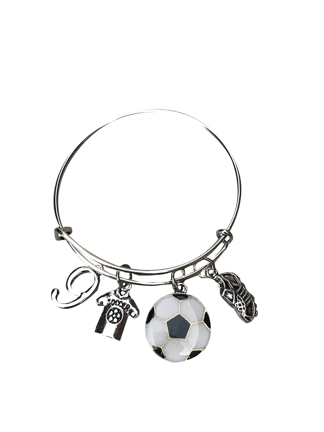 Personalized Soccer Bangle Bracelet- Custom Girls Soccer Player Jewelry - Perfect Gift For Soccer players, Teams and Coaches