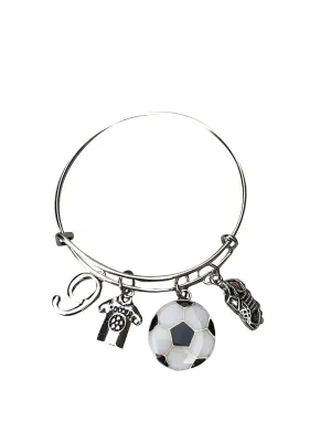 Personalized Soccer Bangle Bracelet- Custom Girls Soccer Player Jewelry - Perfect Gift For Soccer players, Teams and Coaches