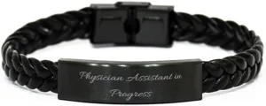 Physician Assistant in Braided Leather Bracelet, Physician assistant Present From Friends, Useful Engraved Bracelet For Coworkers, Mens bracelets, Womens bracelets, Leather bracelets, Beaded