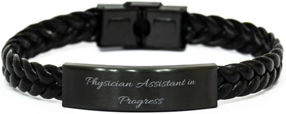 Physician Assistant in Braided Leather Bracelet, Physician assistant Present From Friends, Useful Engraved Bracelet For Coworkers, Mens bracelets, Womens bracelets, Leather bracelets, Beaded