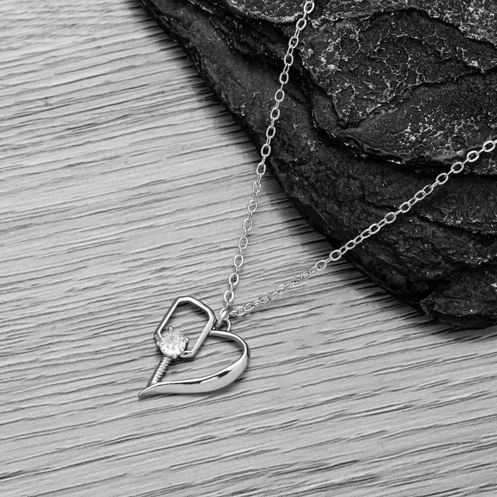 Pickleball Necklace - 18k Gold Plated Pickleball Heart Paddle Pendant, Pickleball Jewelry, Pickleball Gifts For Women, Pickleball Gift