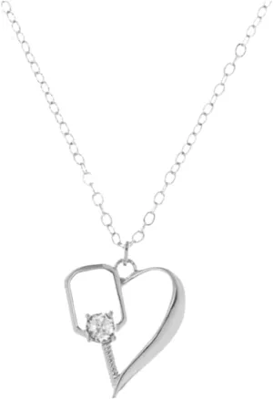 Pickleball Necklace - 18k Gold Plated Pickleball Heart Paddle Pendant, Pickleball Jewelry, Pickleball Gifts For Women, Pickleball Gift