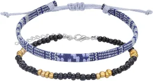 Pingyongchang Boho Rice Beads Ankle Bracelets Colorful Adjustable Hand-Woven Rope Surfer Foot Jewelry Set Handmade Rope Wrap Friendship Bracelets Anklet for Women Men Jewelry Accessories