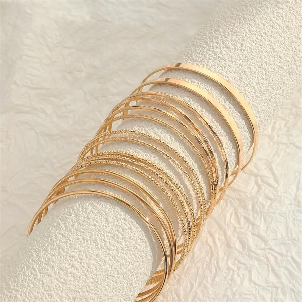 Pingyongchang Gold Bangle Bracelets Set for Women Bohemian Gold Silver Chunky Bangle Multilayer Stretch Chunky Bracelets Layered Stretchy Link Chain Bracelet for Women Men Wide Wristband Jewelry