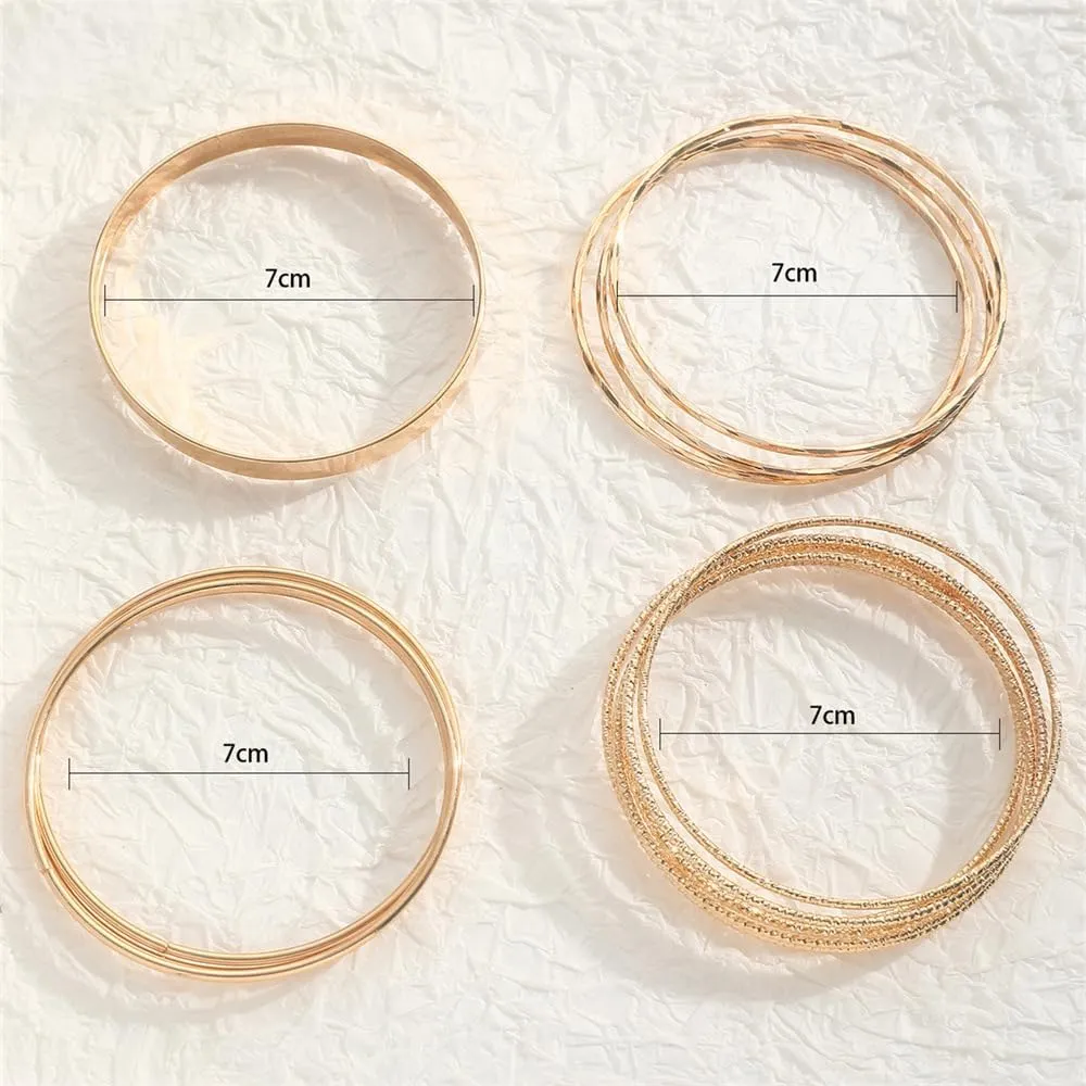 Pingyongchang Gold Bangle Bracelets Set for Women Bohemian Gold Silver Chunky Bangle Multilayer Stretch Chunky Bracelets Layered Stretchy Link Chain Bracelet for Women Men Wide Wristband Jewelry