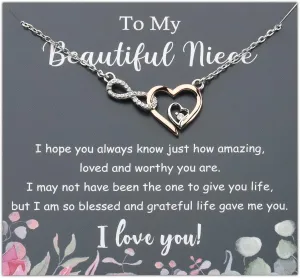 PLITI Niece Necklace From Aunt Uncle Niece Birthday Gift To My Beautiful Niece Infinity Heart Pendant