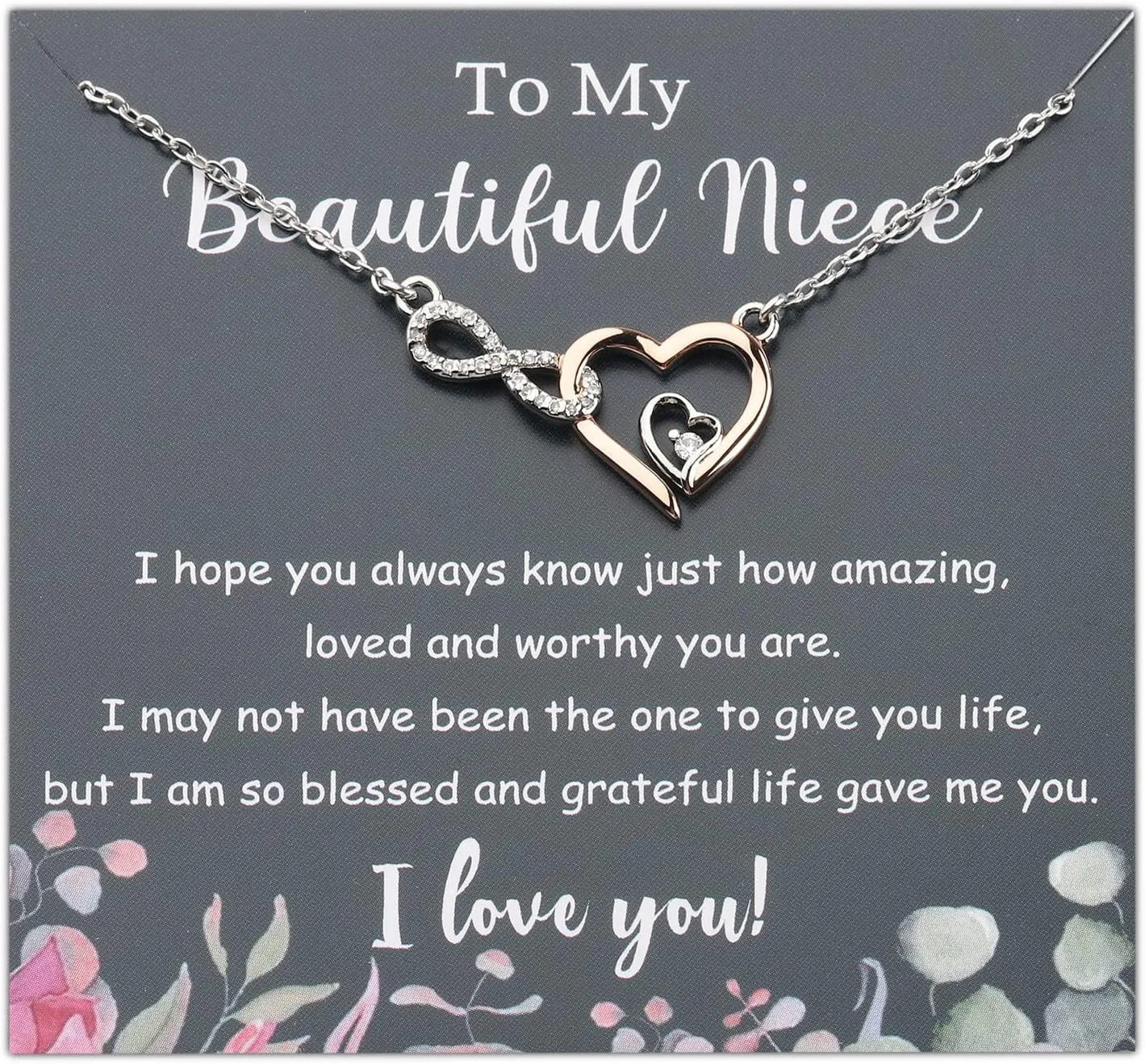 PLITI Niece Necklace From Aunt Uncle Niece Birthday Gift To My Beautiful Niece Infinity Heart Pendant
