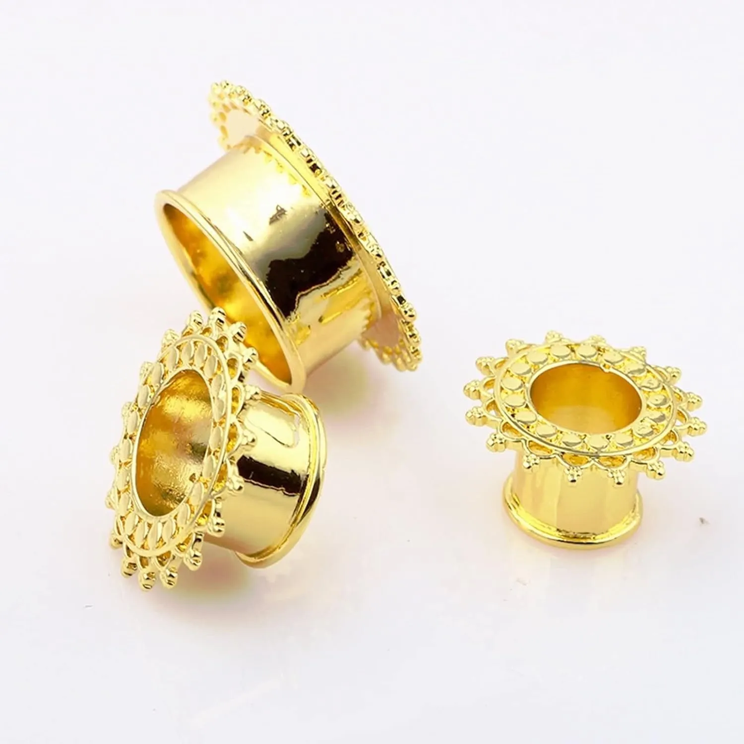 Plugs Gauges Elegant, Surgical Steel Ear Tunnels and Plugs Body Piercing Jewelry With Vintage Flower Edge Unique Gifts for Women