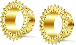 Plugs Gauges Elegant, Surgical Steel Ear Tunnels and Plugs Body Piercing Jewelry With Vintage Flower Edge Unique Gifts for Women