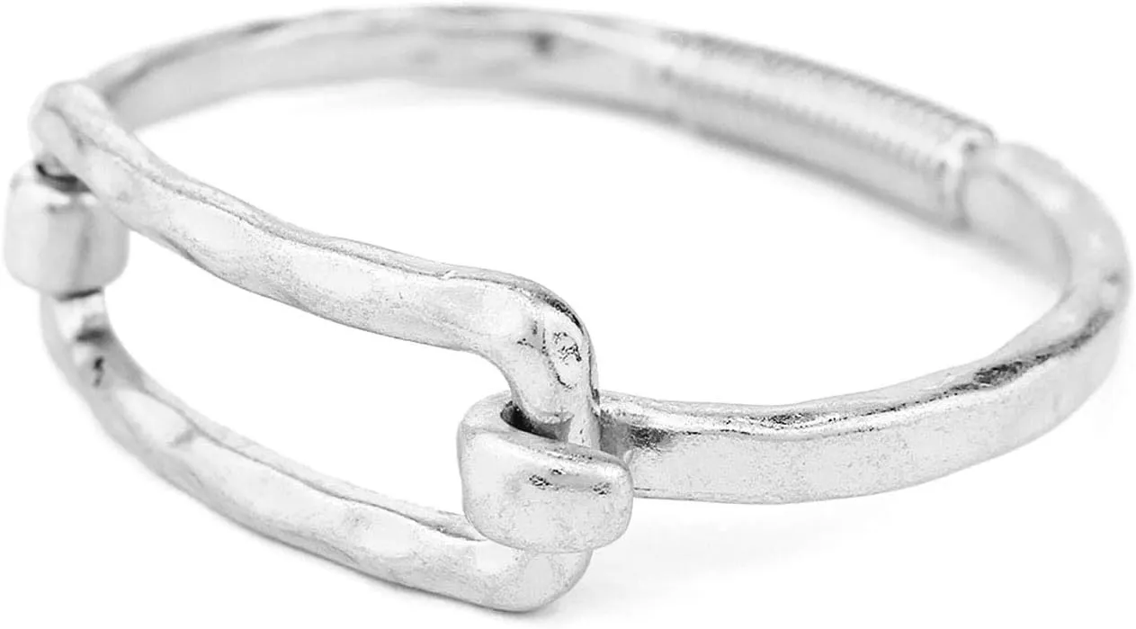 POMINA Chunky Gold Fashion Bangle Cuff Bracelet Geometric Shape Tension Bangle Hammered Unique Style Gold Silver Bracelet for Women