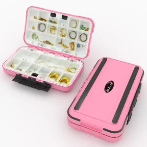 Portable Small travel Jewelry Box Organizer case pink with earrings necklaces storage,trendy Gifts for kids girls teenage women and Mom in birthdays and festivels,waterproof&jewelry protection
