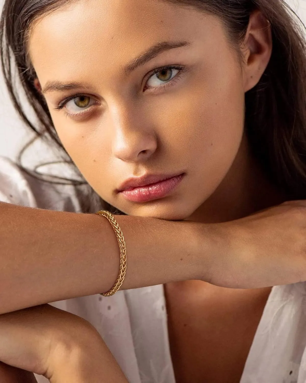 POTESSA 18K Gold Plated Open Bangle Cuff Bracelets Adjustable Dainty Boho Cuff Bangle Bracelets Handemade Jewelry for Women