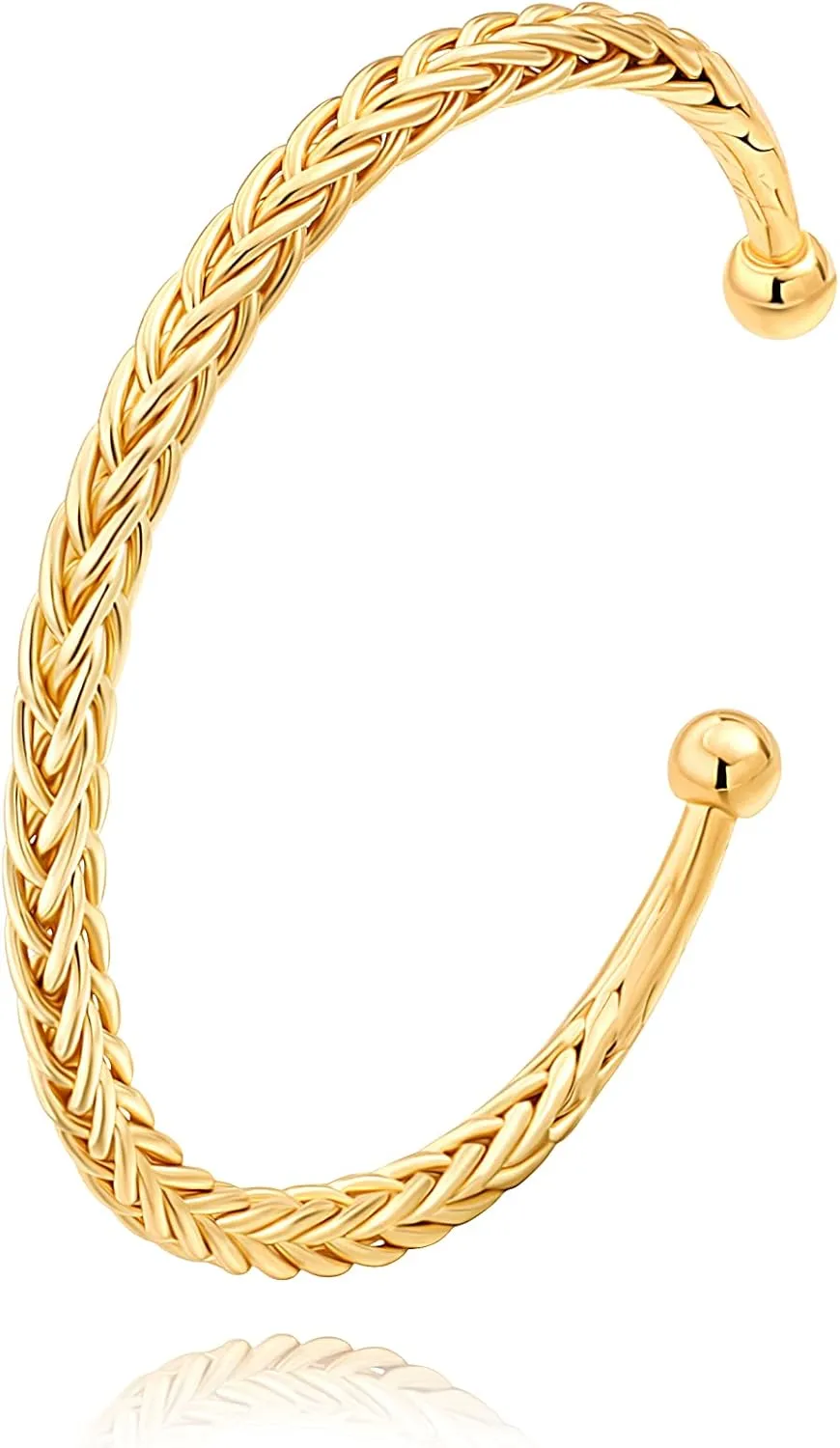 POTESSA 18K Gold Plated Open Bangle Cuff Bracelets Adjustable Dainty Boho Cuff Bangle Bracelets Handemade Jewelry for Women