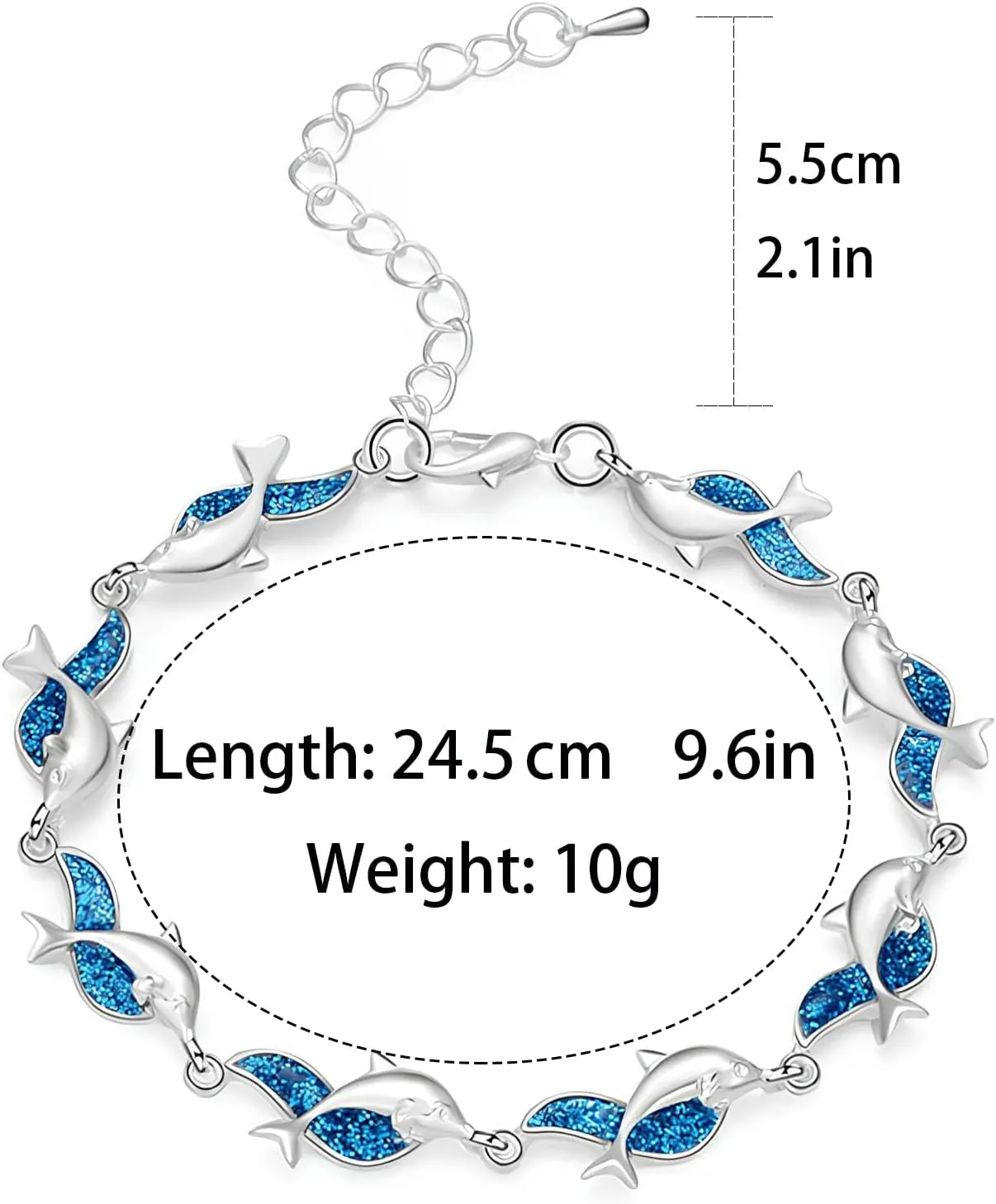 POYAMUSE Dolphin Bracelet with Beautiful Imitation Opal Stone for Women - Beach Vacation Jewelry, Dolphin Gifts
