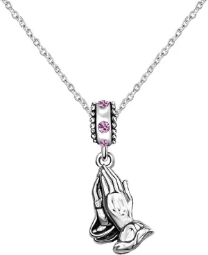 Praying Hands Dangle Cross Prayer Gesture Birthstone Womens Beads Charm for Bracelets Christmas Halloween Thanksgiving Day