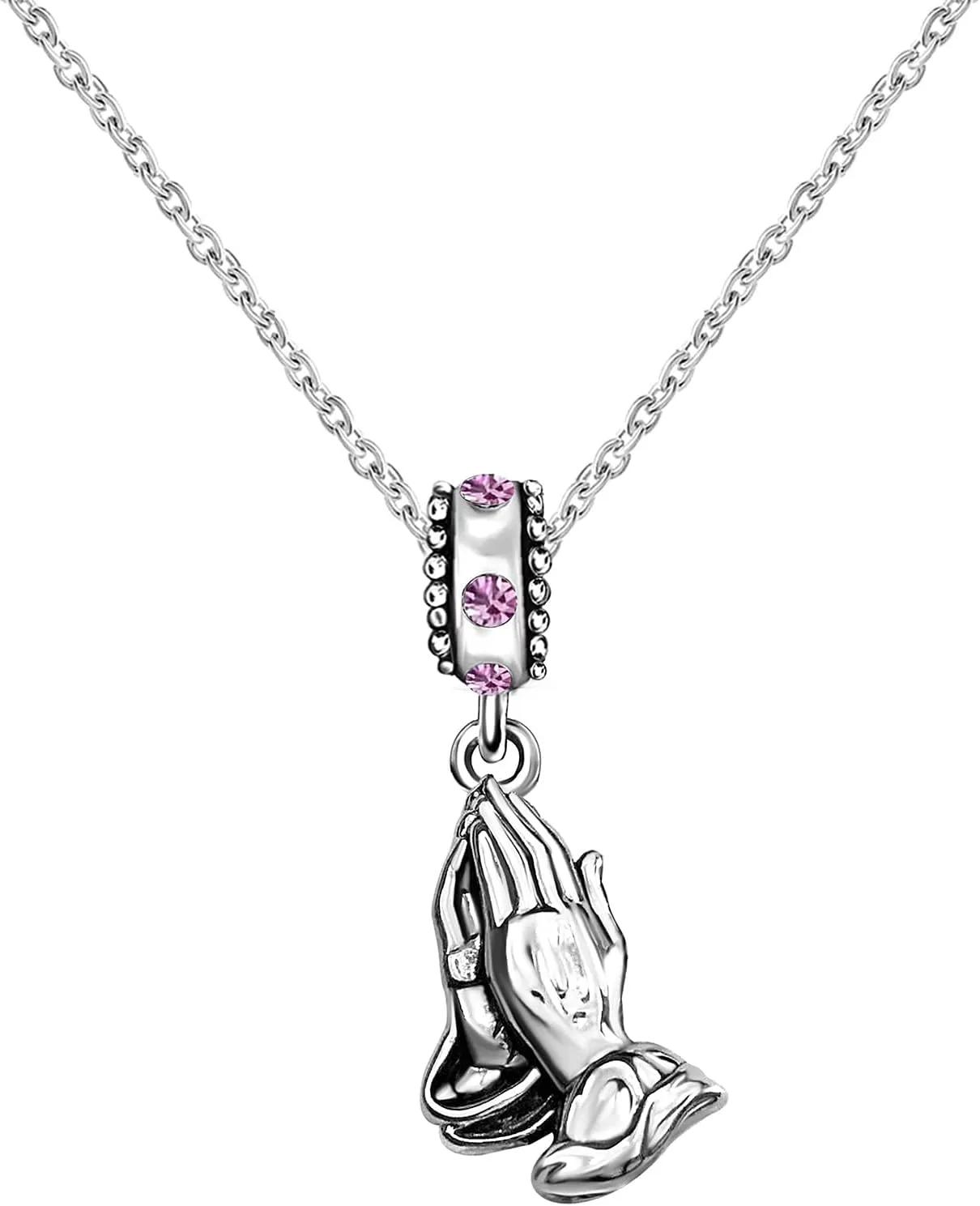 Praying Hands Dangle Cross Prayer Gesture Birthstone Womens Beads Charm for Bracelets Christmas Halloween Thanksgiving Day