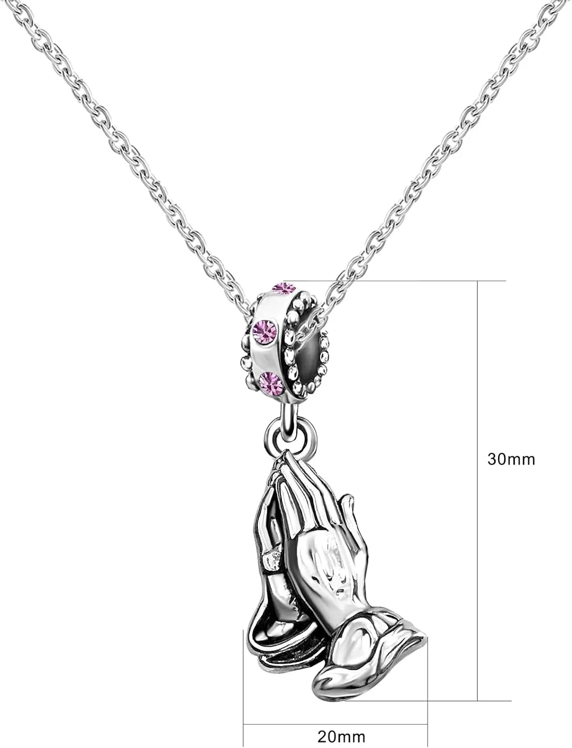 Praying Hands Dangle Cross Prayer Gesture Birthstone Womens Beads Charm for Bracelets Christmas Halloween Thanksgiving Day