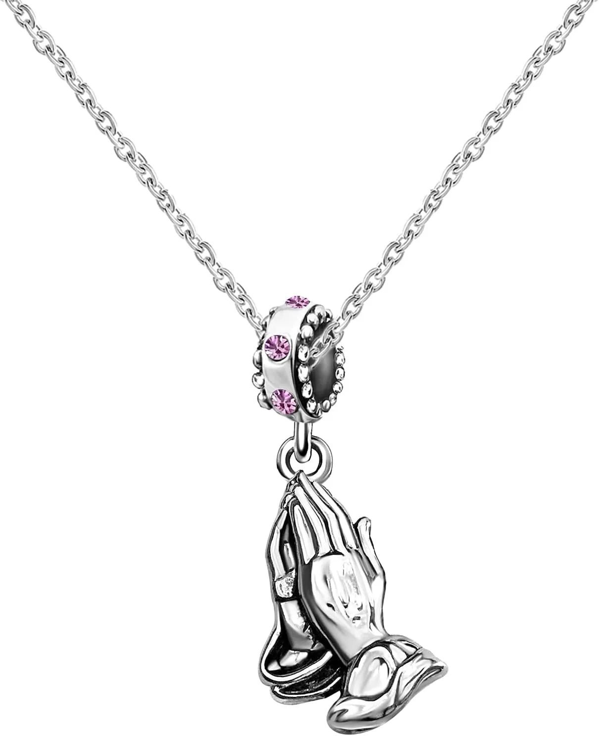 Praying Hands Dangle Cross Prayer Gesture Birthstone Womens Beads Charm for Bracelets Christmas Halloween Thanksgiving Day