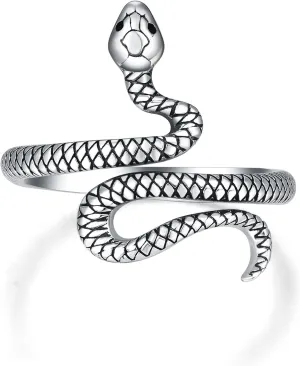 PRAYMOS Thumb Ring For Women Men 925 Sterling Silver Open Adjustable Rings Snake/Shark/Fox/Skull Punk Rock Gothic Jewelry Gift