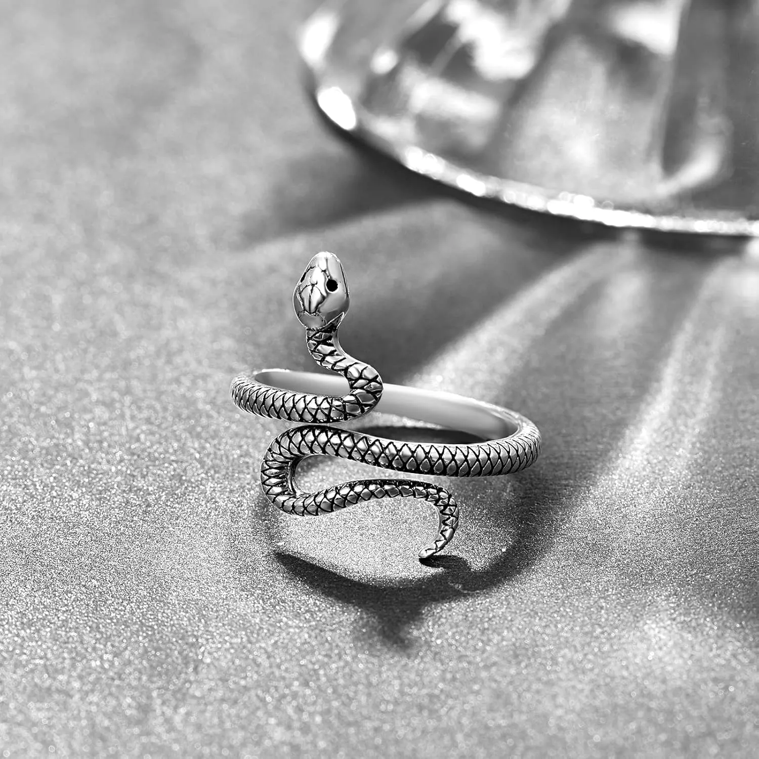 PRAYMOS Thumb Ring For Women Men 925 Sterling Silver Open Adjustable Rings Snake/Shark/Fox/Skull Punk Rock Gothic Jewelry Gift
