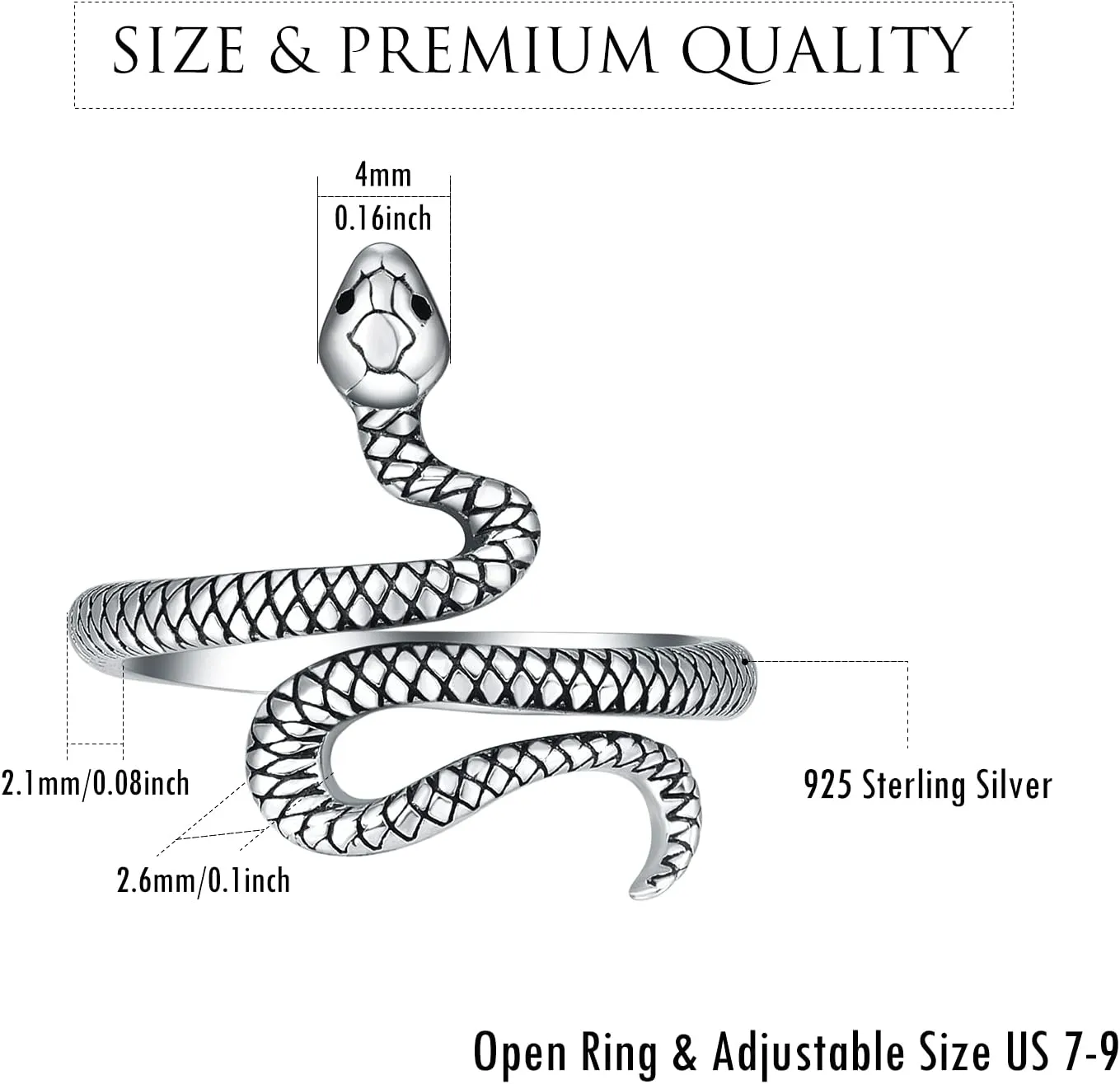 PRAYMOS Thumb Ring For Women Men 925 Sterling Silver Open Adjustable Rings Snake/Shark/Fox/Skull Punk Rock Gothic Jewelry Gift