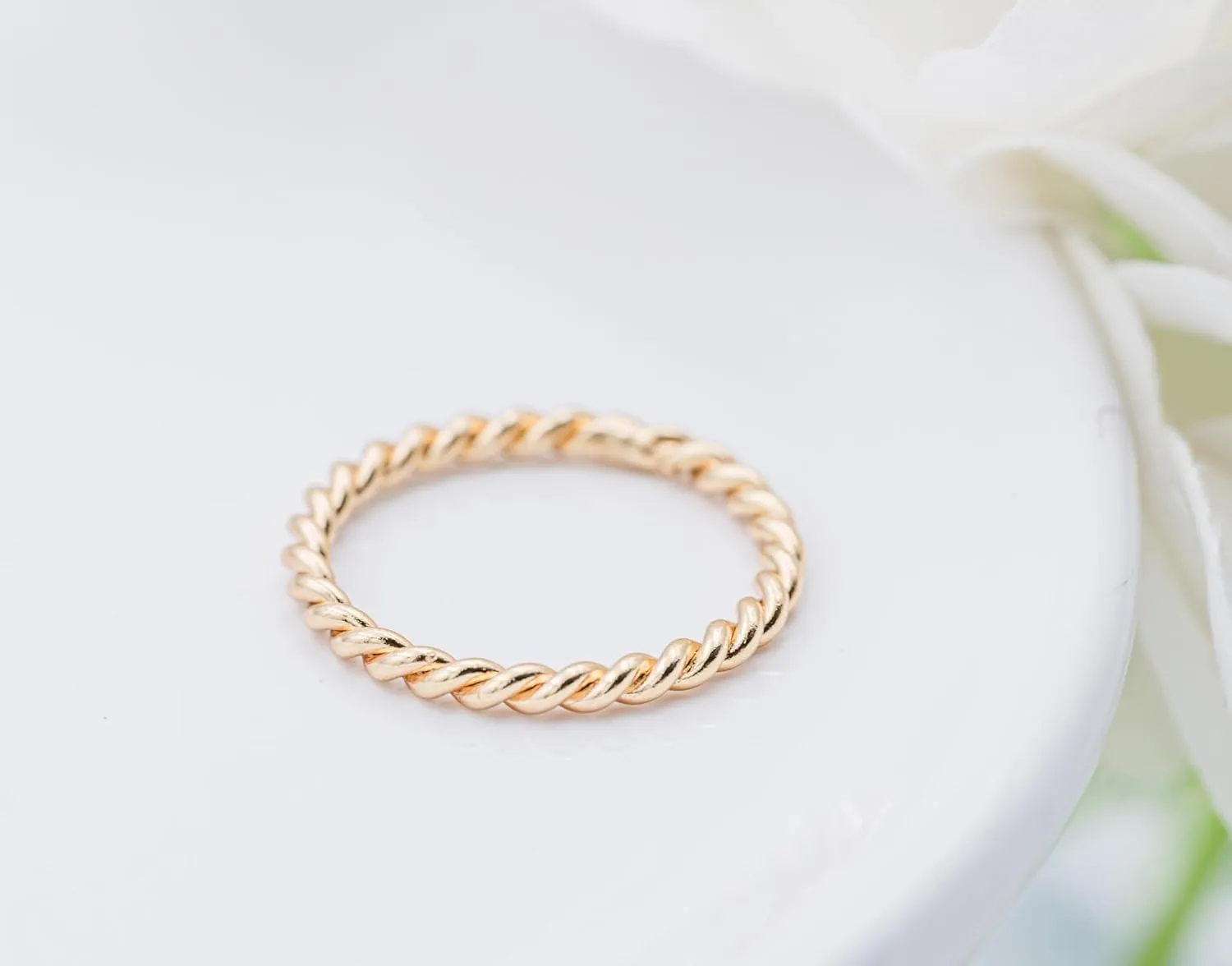 Precious Pieces Sterling Silver or 14K Gold-Plated Baby Ring, Twisted or Plain 2mm Band for Babies, Toddlers, Kids or Women