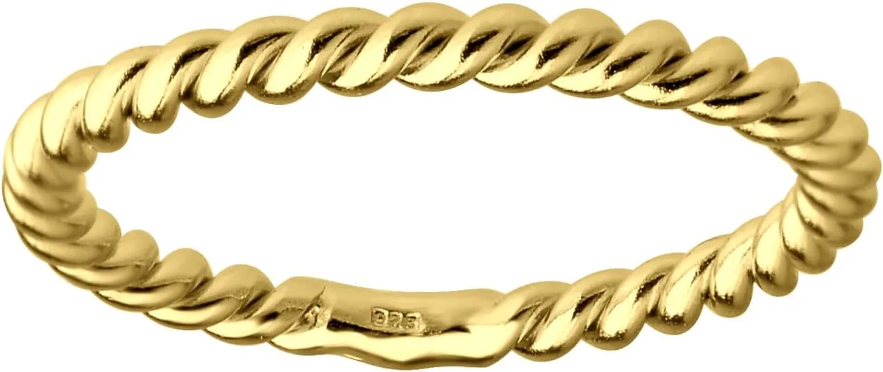 Precious Pieces Sterling Silver or 14K Gold-Plated Baby Ring, Twisted or Plain 2mm Band for Babies, Toddlers, Kids or Women