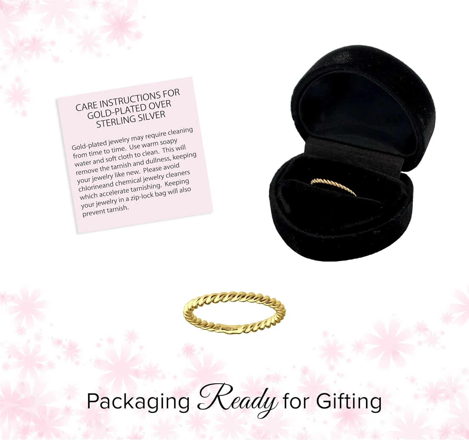 Precious Pieces Sterling Silver or 14K Gold-Plated Baby Ring, Twisted or Plain 2mm Band for Babies, Toddlers, Kids or Women