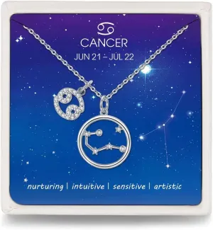 Presentski Zodiac Necklace Sterling Silver 12 Constellation Horoscope Pendant Astrology Star CZ Dainty Necklaces Birthday Jewelry for Women Daughter