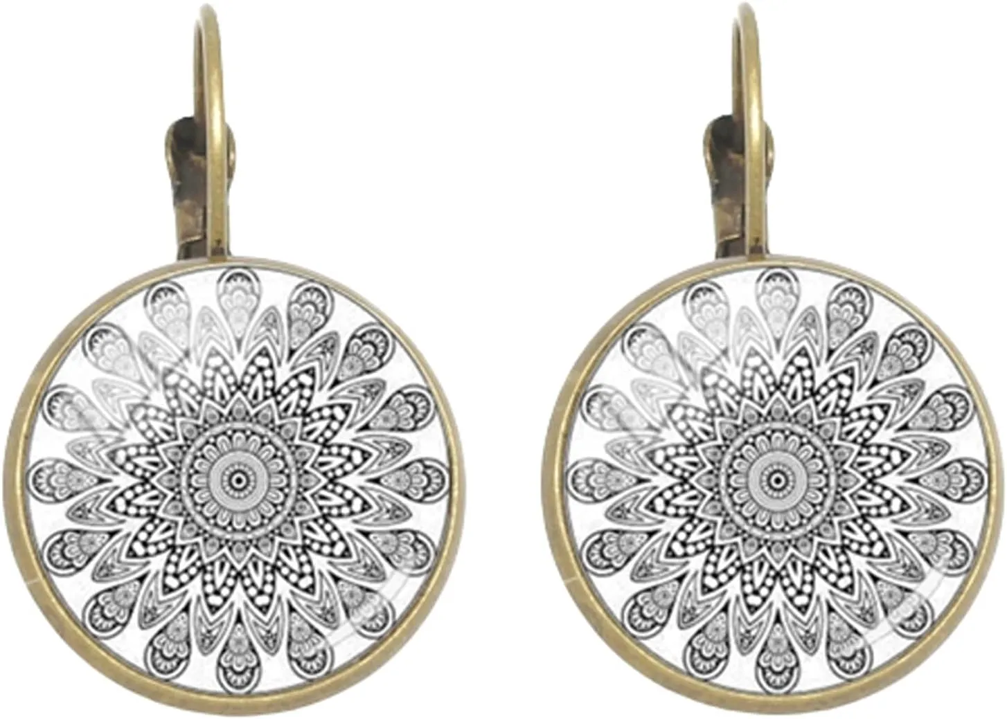 Pretty Mandala Ear Cuff Zam Yoga Clip Earrings Beautiful Design Glass Dome Women