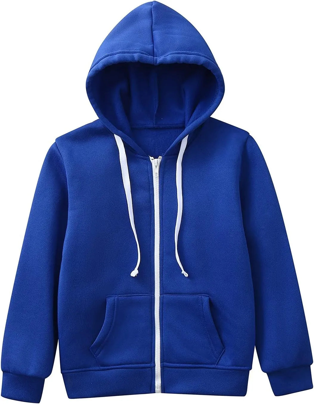 Prime Big Deal Days Discount Boy's Zip Up Hoodies Solid Color Long Sleeve Inside Outside Sweater Shirt Comfortable Soft Top Fall Winter Outfits 6-7 Years A1-Dark Blue