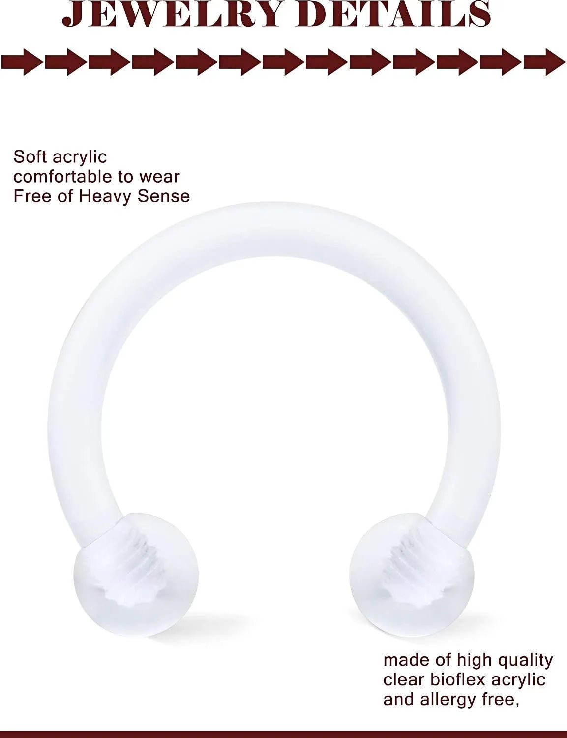 Prjndjw 40Pcs 16g Lip Rings Surgical Stainless Steel Horseshoe Labret Monroe Lip Rings Nail Tragus Helix Earrings Studs Ring Medusa Piercing Jewelry 8mm Glow Dark
