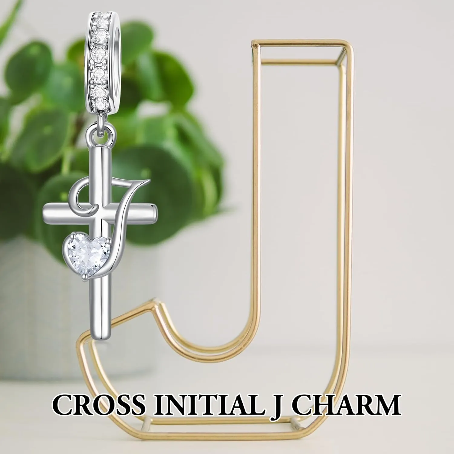PROESS Initial Cross Charm 925 Sterling Silver Letter A B C Pendant Dangle Charm Beads for Bracelet Initial Cross Jewelry Gifts for Women