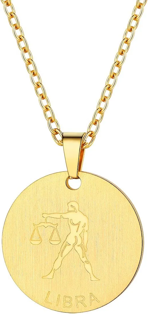 PROSTEEL Stainless Steel Zodiac Star Sign Constellation Horoscope Pendant Necklace Idea Men Women