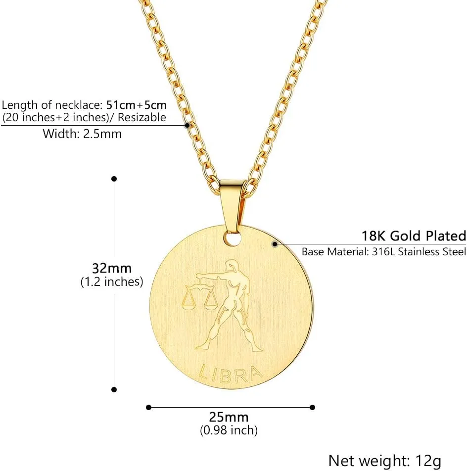 PROSTEEL Stainless Steel Zodiac Star Sign Constellation Horoscope Pendant Necklace Idea Men Women