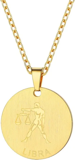 PROSTEEL Stainless Steel Zodiac Star Sign Constellation Horoscope Pendant Necklace Idea Men Women