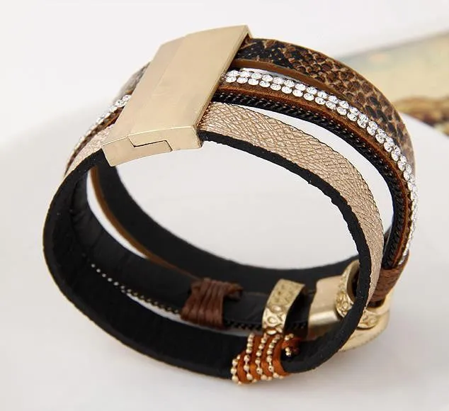 Pulseira Masculina Leather Bracelet With Magnetic Clasp Fashion Wrap Bracelets & Bangles for Women Men Jewelry Pulseras bijoux