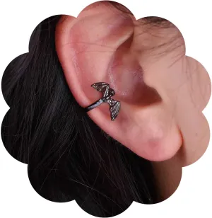 Punk Bat Ear Cuff Earrings Vintage Ghost Bat Cartilage Clip Earrings Black Demon Wrap Hoop Earrings Bat No Piercing Earrings Jewelry for Women