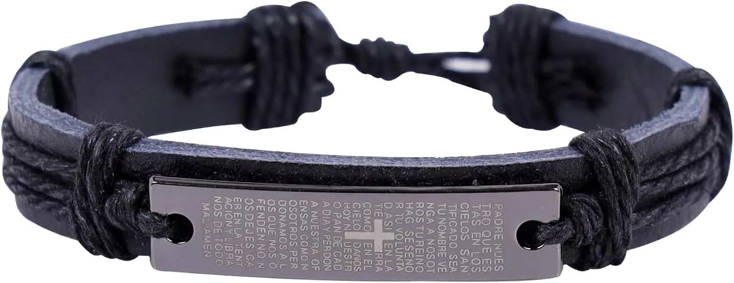 Punk Gothic Leather Bracelet for Men Women Spike Cuff Bangle Cross Bracelet Adjustable Goth Jewelry
