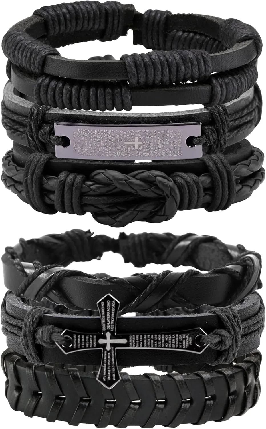 Punk Gothic Leather Bracelet for Men Women Spike Cuff Bangle Cross Bracelet Adjustable Goth Jewelry